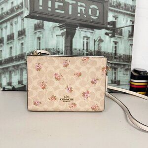 Coach CBA71 Slim Crossbody Bag In Signature Canvas With Floral Print IN Sand Mul